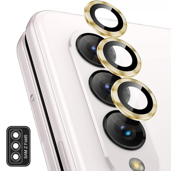 ENKAY Samsung Galaxy Z Fold 5 Kamerabeskytter i Herdet Glass Aluminium Gull
