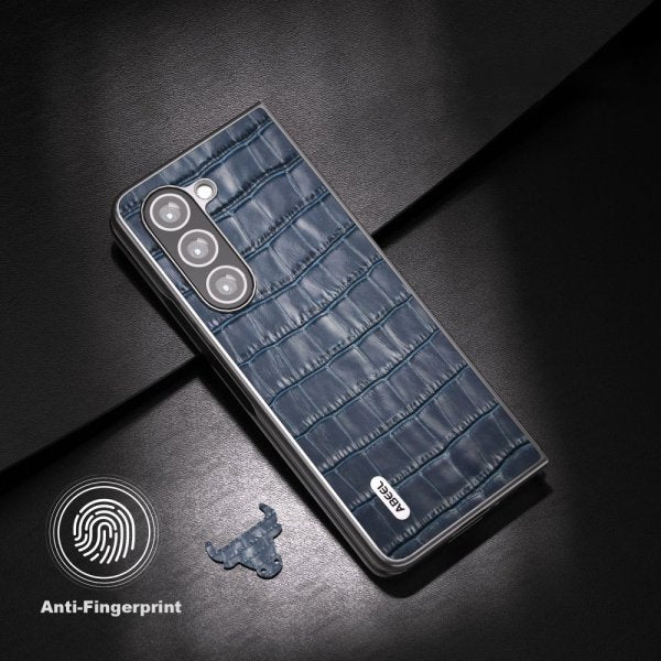 ABEEL Samsung Galaxy Z Fold 5 Deksel Krokodillemønster Blå