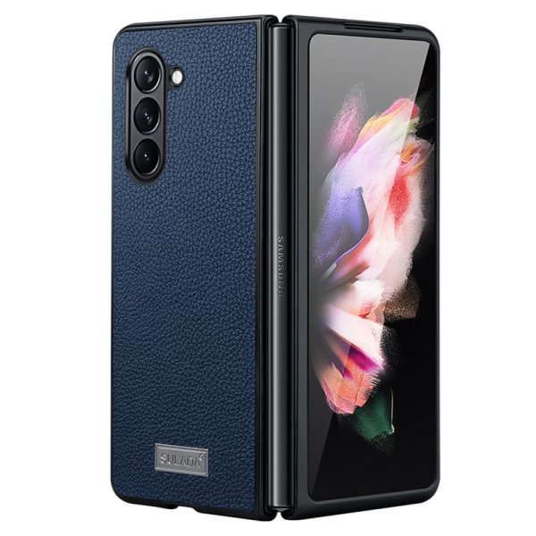 Sulada Samsung Galaxy Z Fold 5 Deksel Litchi Blå