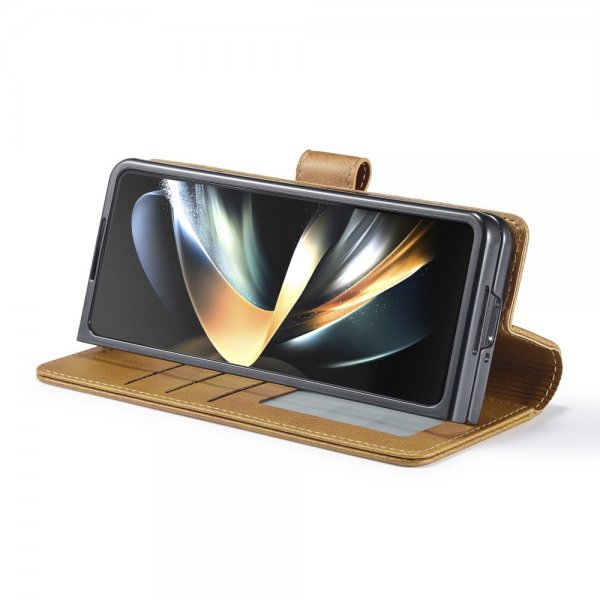 Lc.Imeeke Samsung Galaxy Z Fold 6 Etui med Kortlomme stativfunksjon Lysebrun