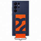 Samsung Original Galaxy S22 Ultra Deksel Silicone Cover with Strap Navy