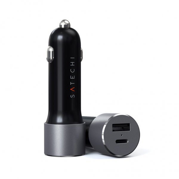 Satechi Mobillader til bil med PD 1xUSB-C och 1xUSB-A Rymdgrå