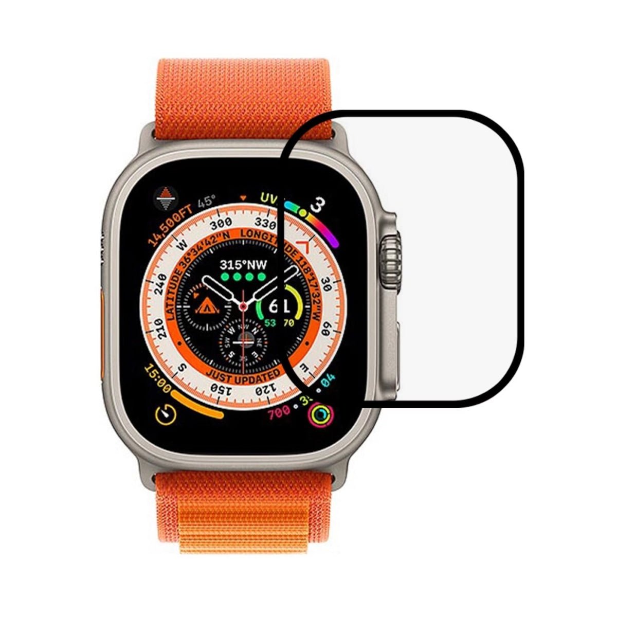 Apple Watch Ultra 2 49mm Skjermbeskytter Herdet glass 3D