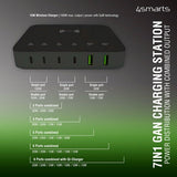 4smarts Skrivebordslader 7in1 GaN 100W med Trådløs lader Svart