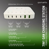 4smarts Skrivebordslader 7in1 GaN 100W med Trådløs lader Hvit