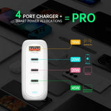 4smarts Skrivebordslader GaN Flex Pro 100W 3 USB-C+1 USB-A