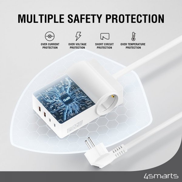 4smarts Skrivebordslader USB-C/A Power Strip Desk GaN 65W