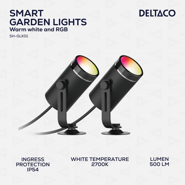 Deltaco Smart Home Smart hagebelysning RGB 2-pakning