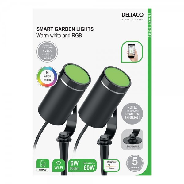 Deltaco Smart Home Smart hagebelysning RGB 2-pakning
