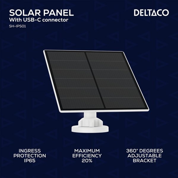 Deltaco Smart Home Solcellepanel med USB-C-kontakt 5W 3m