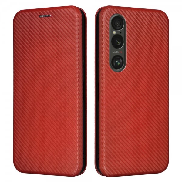 Sony Xperia 1 VI Etui Karbonfibertekstur Brun