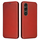 Sony Xperia 1 VI Etui Karbonfibertekstur Brun