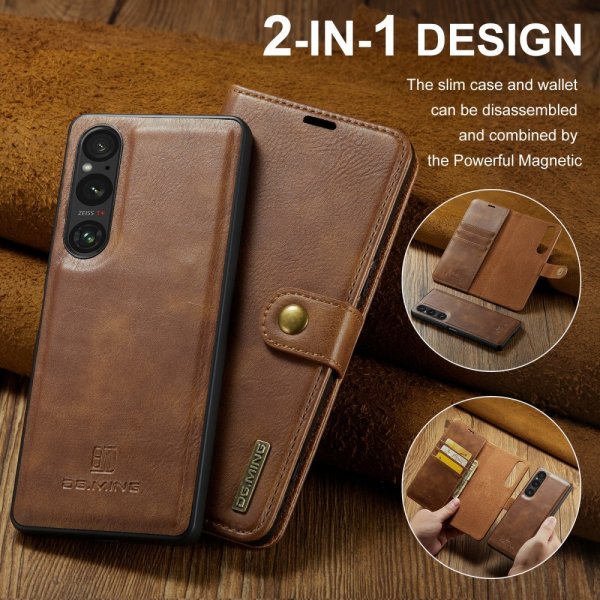 Dg.Ming Sony Xperia 1 VI Etui Avtagbart Deksel Brun