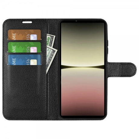 Sony Xperia 10 V Etui Litchi Svart