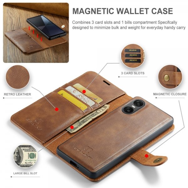 Dg.Ming Sony Xperia 10 VI Etui Avtagbart Deksel Brun