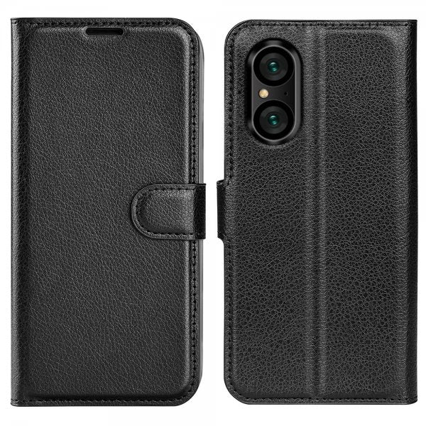 Sony Xperia 5 V Etui Litchi Svart