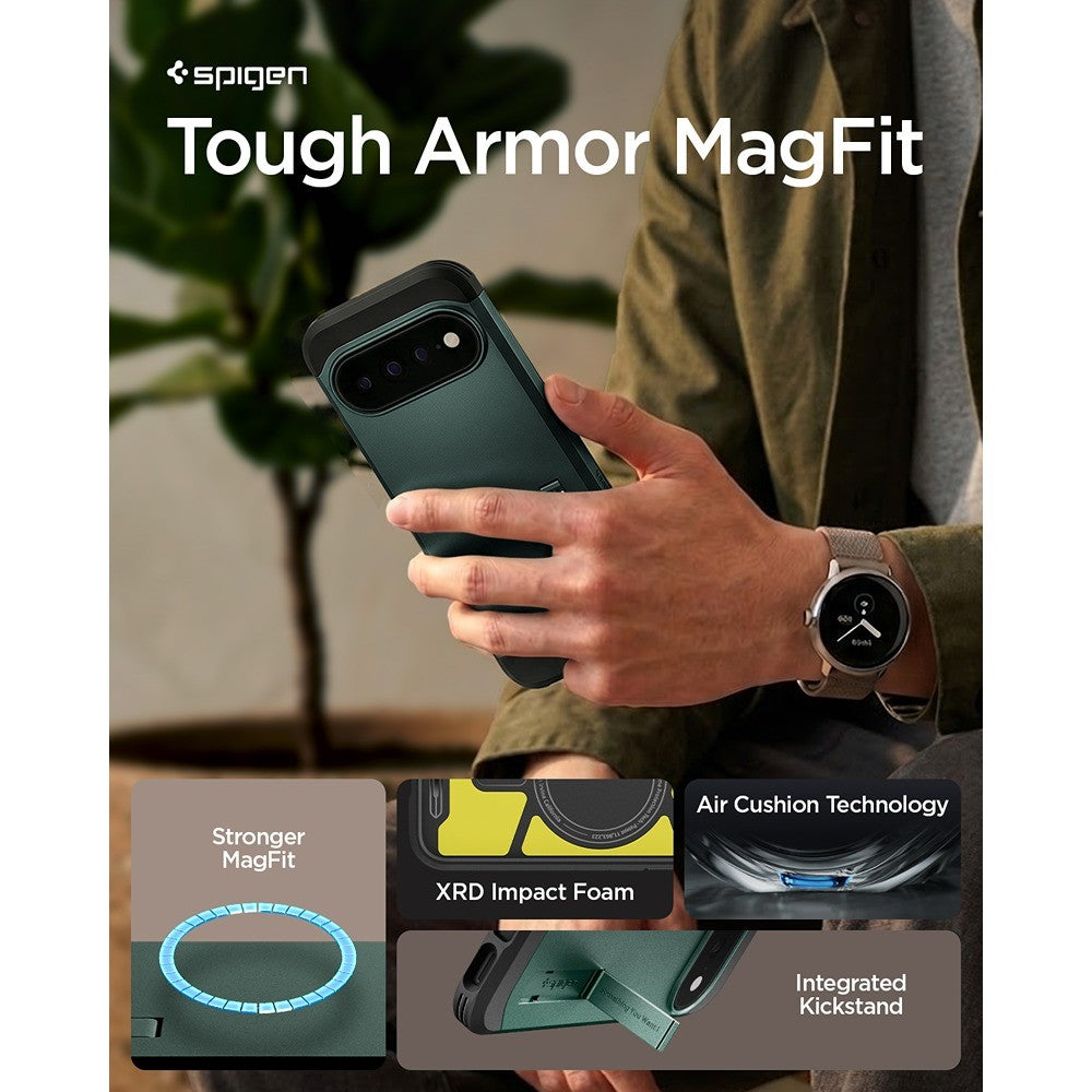 Spigen Google Pixel 11 Pro Skal Tough Armor MagFit Abyss Green