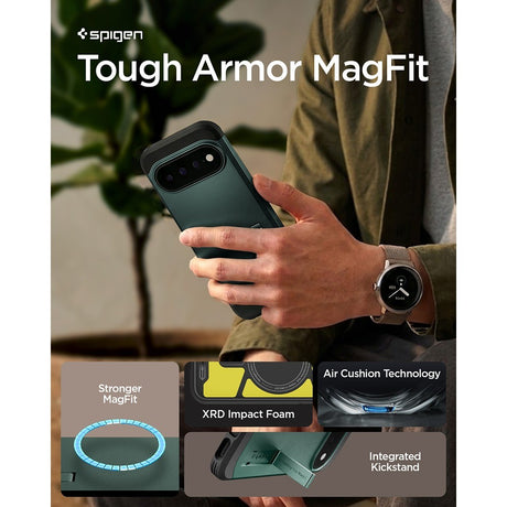 Spigen Google Pixel 11 Pro Deksel Tough Armor MagFit Abyss Green