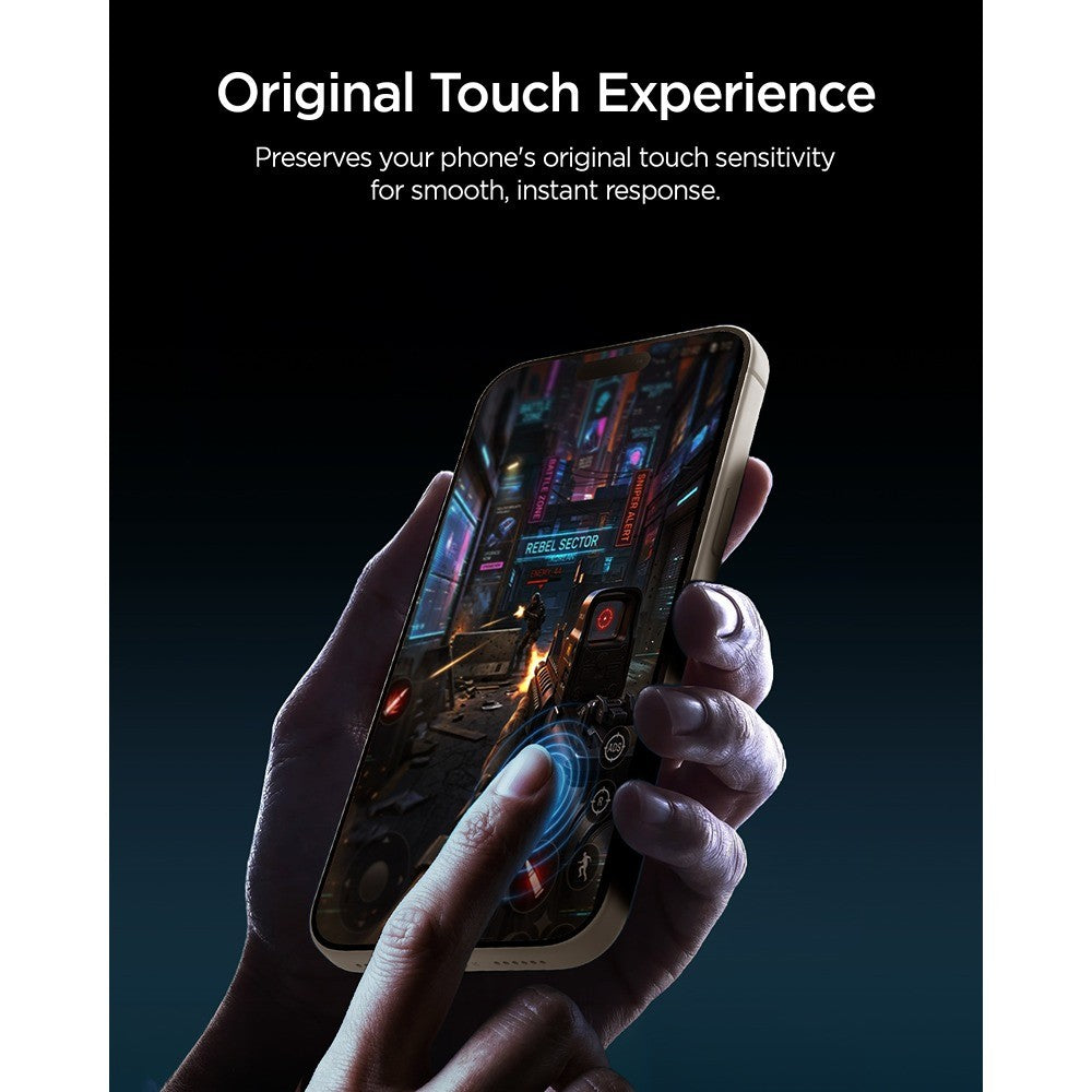 Spigen iPhone 16 Pro/17/17 Pro/18 Pro Skjermbeskytter Glas.tR EZ Fit Pro 2-pakning