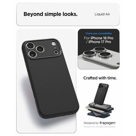 Spigen iPhone 17 Pro/iPhone 18 Pro Deksel Liquid Air Matte Black