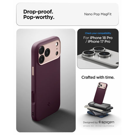 Spigen iPhone 17 Pro/iPhone 18 Pro Deksel Nano Pop MagFit Burgundy Bean