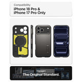 Spigen iPhone 17 Pro/iPhone 18 Pro Deksel Tough Armor T MagFit Gunmetal