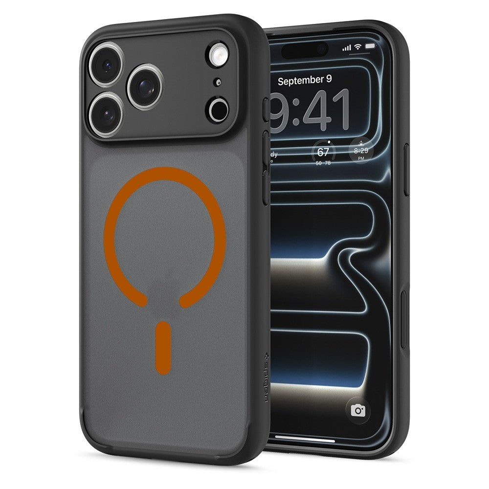 Spigen iPhone 17 Pro/iPhone 18 Pro Deksel Ultra Hybrid MagFit Frost Black Oransje