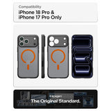 Spigen iPhone 17 Pro/iPhone 18 Pro Deksel Ultra Hybrid MagFit Frost Black Oransje