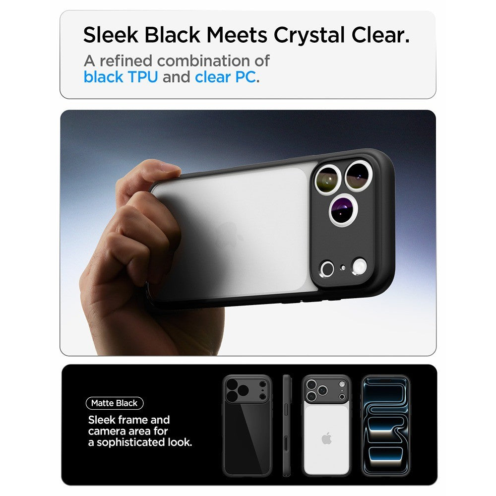 Spigen iPhone 17 Pro/iPhone 18 Pro Deksel Ultra Hybrid Matte Black