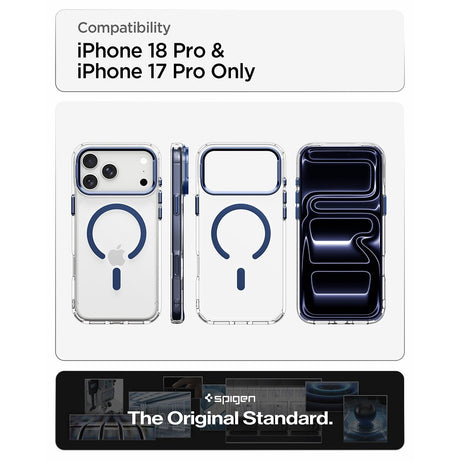 Spigen iPhone 17 Pro/iPhone 18 Pro Deksel Ultra Hybrid Optik S MagFit Clear Deep Blue