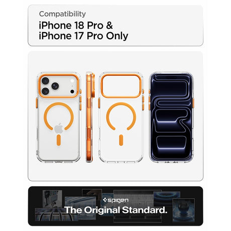 Spigen iPhone 17 Pro/iPhone 18 Pro Deksel Ultra Hybrid Optik S MagFit gjennomsiktig Oransje