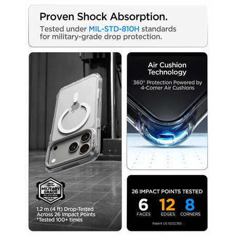 Spigen iPhone 17 Pro/iPhone 18 Pro Deksel Ultra Hybrid Optik S MagFit Clear Sølv
