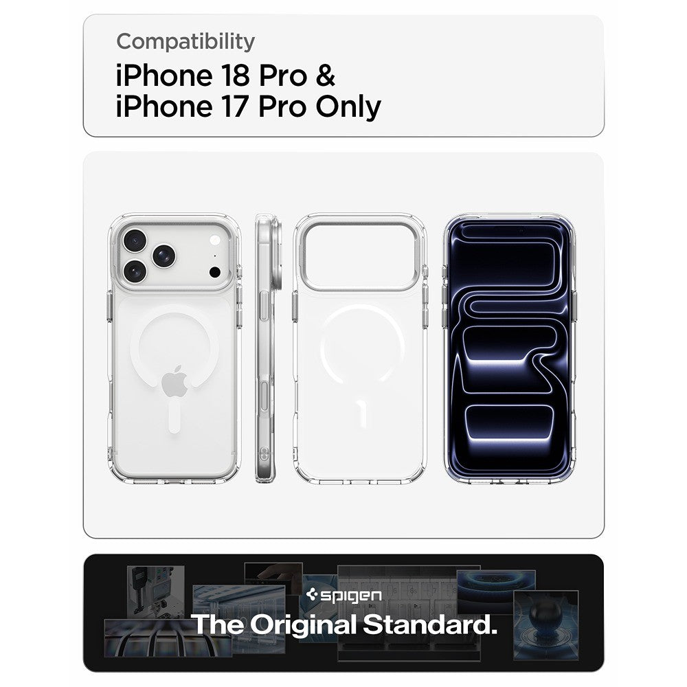 Spigen iPhone 17 Pro/iPhone 18 Pro Deksel Ultra Hybrid Optik S MagFit Clear Sølv