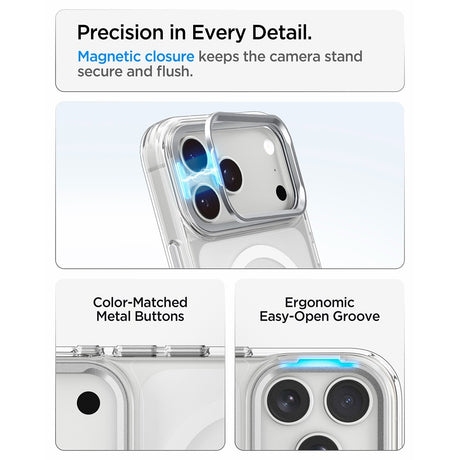 Spigen iPhone 17 Pro/iPhone 18 Pro Deksel Ultra Hybrid Optik S MagFit Clear Sølv