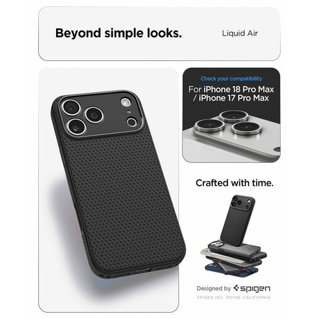 Spigen iPhone 17 Pro Max/iPhone 18 Pro Max Deksel Liquid Air Matte Black