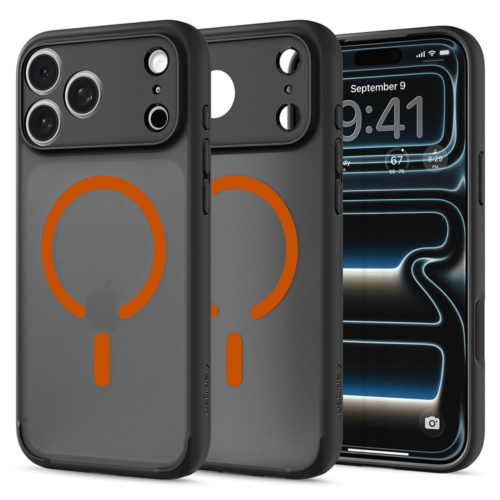 Spigen iPhone 17 Pro Max/iPhone 18 Pro Max Deksel Ultra Hybrid MagFit Frost Black Oransje
