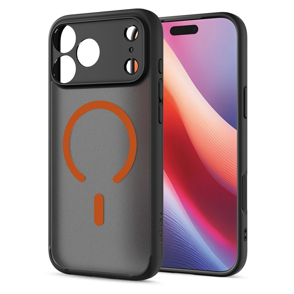 Spigen iPhone 17 Pro Max/iPhone 18 Pro Max Deksel Ultra Hybrid MagFit Frost Black Oransje