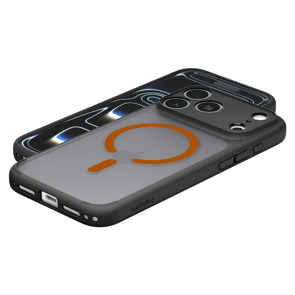 Spigen iPhone 17 Pro Max/iPhone 18 Pro Max Deksel Ultra Hybrid MagFit Frost Black Oransje