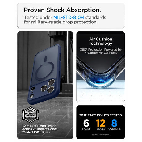 Spigen iPhone 17 Pro Max/iPhone 18 Pro Max Deksel Ultra Hybrid MagFit Frost Deep Blue