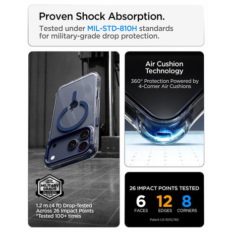 Spigen iPhone 17 Pro Max/iPhone 18 Pro Max Deksel Ultra Hybrid Optik S MagFit Clear Deep Blue