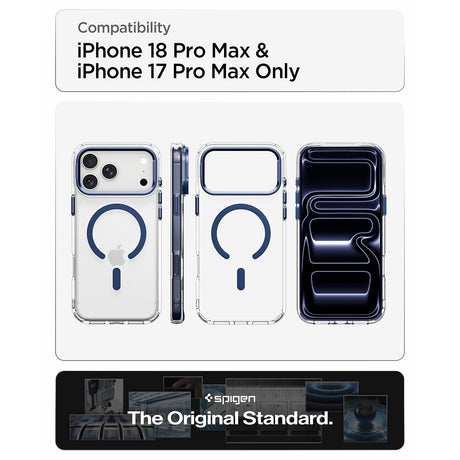 Spigen iPhone 17 Pro Max/iPhone 18 Pro Max Deksel Ultra Hybrid Optik S MagFit Clear Deep Blue
