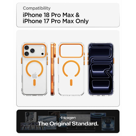 Spigen iPhone 17 Pro Max/iPhone 18 Pro Max Deksel Ultra Hybrid Optik S MagFit Clear Oransje