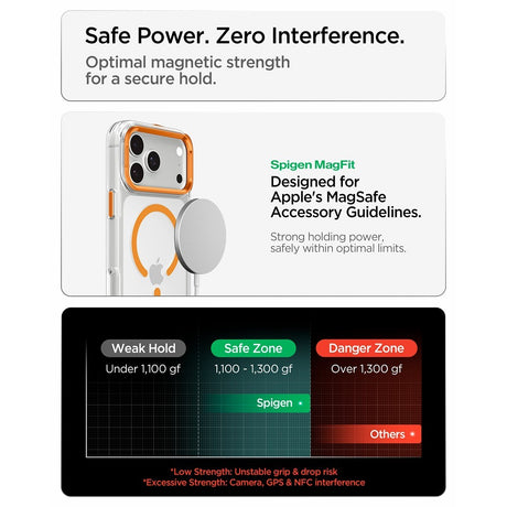 Spigen iPhone 17 Pro Max/iPhone 18 Pro Max Deksel Ultra Hybrid Optik S MagFit Clear Oransje