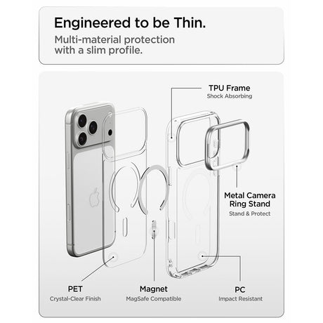 Spigen iPhone 17 Pro Max/iPhone 18 Pro Max Deksel Ultra Hybrid Optik S MagFit Clear Sølv