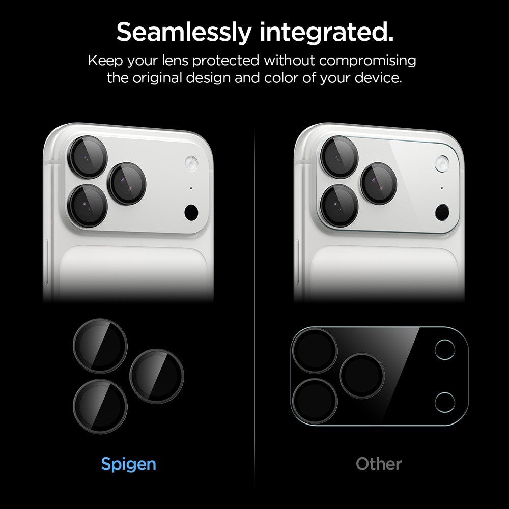Spigen iPhone 18 Pro/18 Pro Max Linsebeskyttelse Glas.tR EZ Fit Optik Pro 2-pakning Mørkegrå