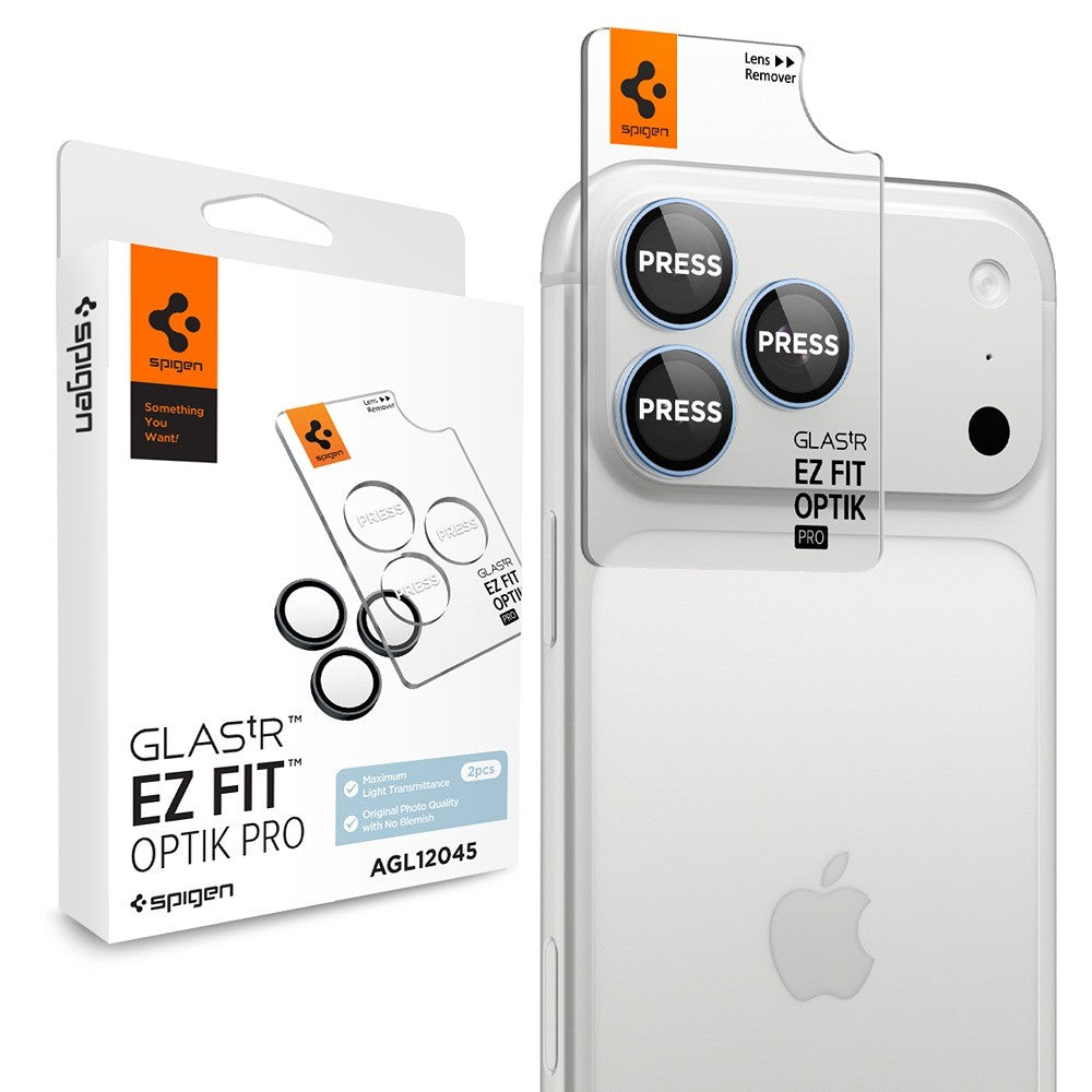 Spigen iPhone 18 Pro/18 Pro Max Linsebeskyttelse Glas.tR EZ Fit Optik Pro 2-pakning Lyseblå