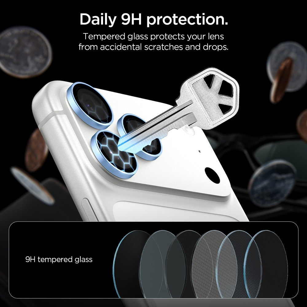 Spigen iPhone 18 Pro/18 Pro Max Linsebeskyttelse Glas.tR EZ Fit Optik Pro 2-pakning Lyseblå