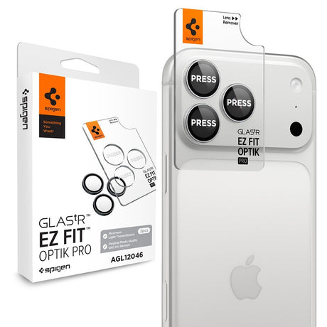 Spigen iPhone 18 Pro/18 Pro Max Linsebeskyttelse Glas.tR EZ Fit Optik Pro 2-pakning Sølv