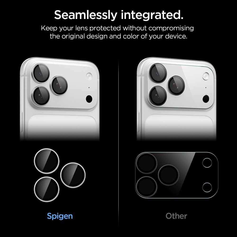 Spigen iPhone 18 Pro/18 Pro Max Linsebeskyttelse Glas.tR EZ Fit Optik Pro 2-pakning Sølv