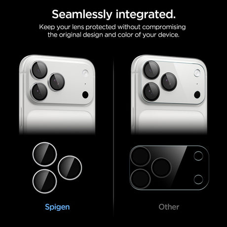 Spigen iPhone 18 Pro/18 Pro Max Linsebeskyttelse Glas.tR EZ Fit Optik Pro 2-pakning Sølv